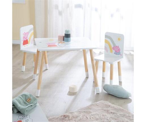 Dječji stol i stolice Peppa Pig, bijela/prirodno drvo