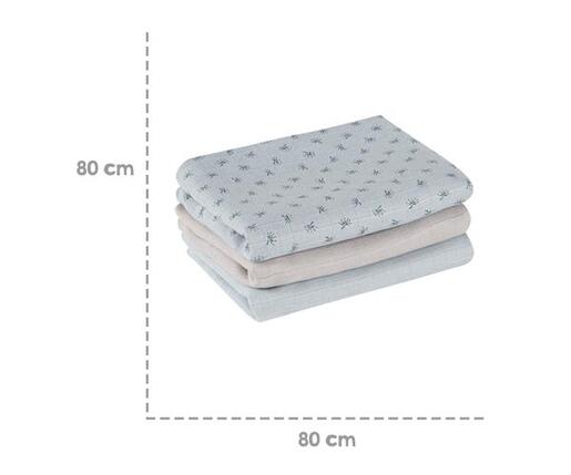Roba Kids Muslin pelene Lil Planet 80x80 cm Plavo/Sive, 3 kom