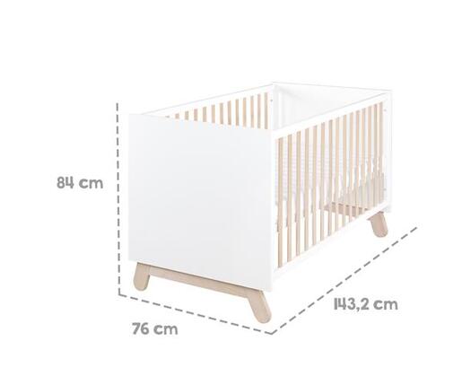 Roba Kids Kombinirani krevet 70 x 140 cm, bijeli/prirodno drvo, podesiv na 3 visine