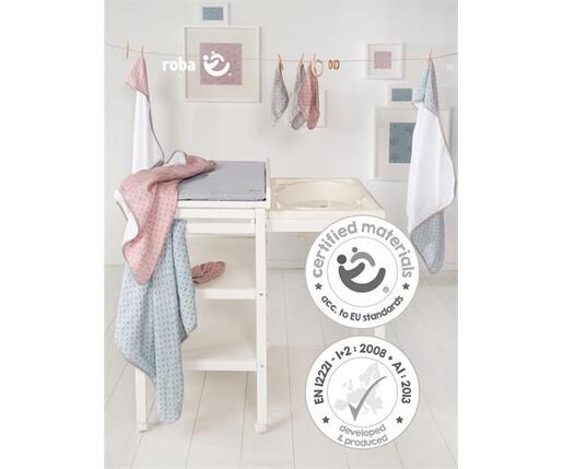 Roba Kids Drveni sto za presvlačenje i kupanje, Bijeli
