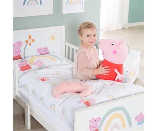 Krevet Peppa Pig 70 x 140 cm uključujući rešetkastu ogradu i posteljinu