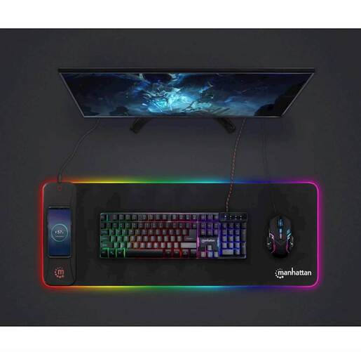 Podloga za mis MANHATTAN XXL RGB LED+WL CHARGER