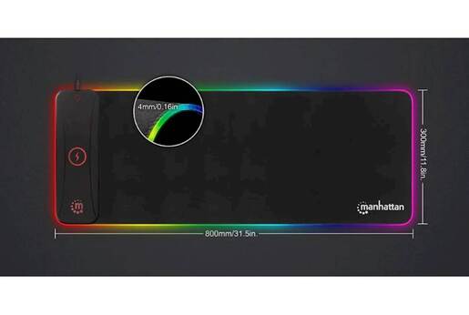 Podloga za mis MANHATTAN XXL RGB LED+WL CHARGER