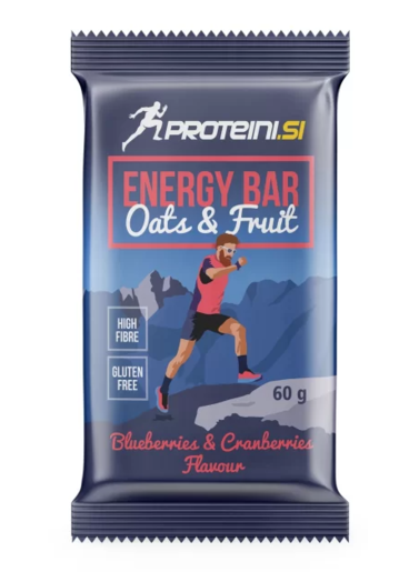 Proteini.si Energy Bar, 60g, energ. čokoladica, borovnica–brusnica + jogurt preliv