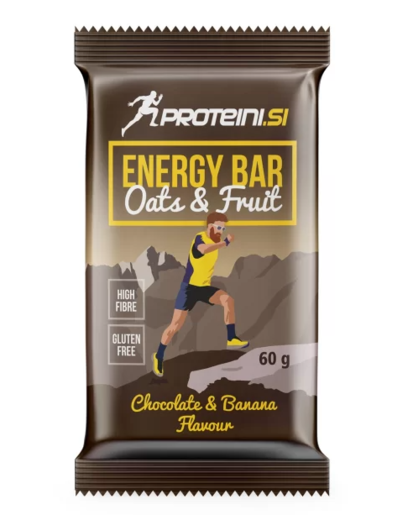 Proteini.si Energy Bar, 60g, energ. čokoladica, čokolada-banana + preljev od mliječne čokolade