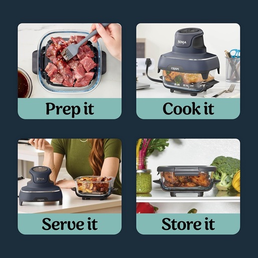 NINJA prenosna friteza na vrući zrak FN101EUGY CRISPi 4u1,  1700 W, 3.8 L/ 1.4 L, plavno-crna