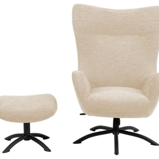 Actona relax fotelja Talgarth sa tabureom, boja krem