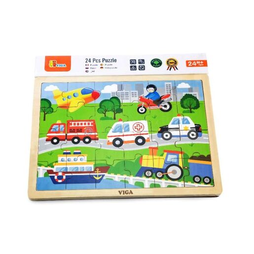 VIGA 51462 DRVENE PUZZLE VOZILA-24 KOM