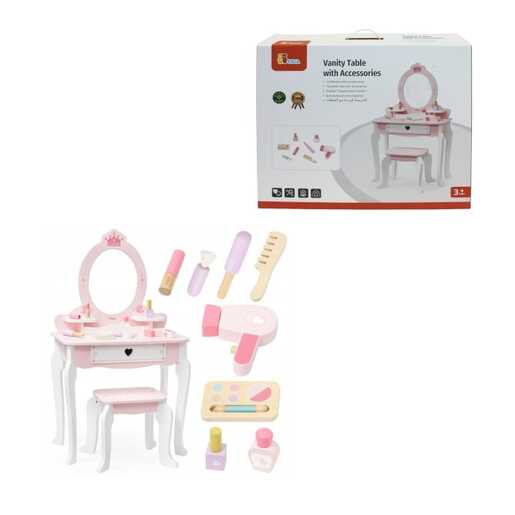 VIGA 44782 DRVENI TOALETNI STOLIĆ SA PRIBOROM