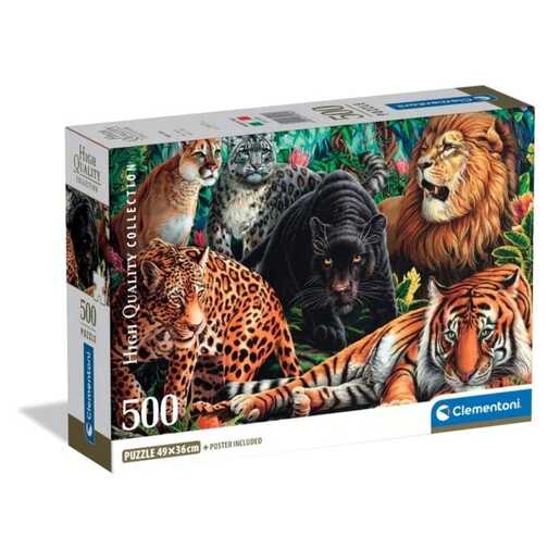 CLEMENTONI CL35584  PUZZLE 500 DIVLJE MAČKE