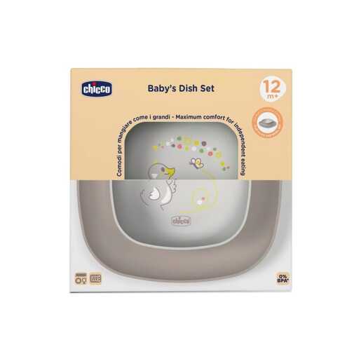 CHICCO  set tanjura za jelo 12m+, Grey