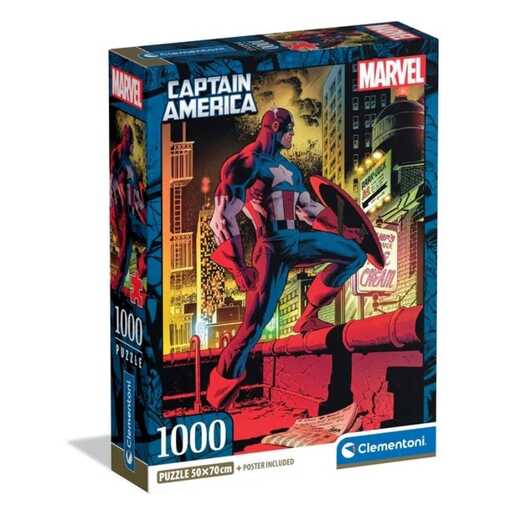 CLEMENTONI CL37049  PUZZLE 1000 MARVEL- CAPTAIN AMERICA