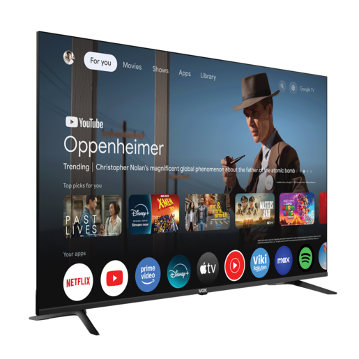 VOX LED televizor 65GOU080B, bez okvira, 4K Ultra HD, Smart TV, Google TV, Dolby Audio, Crni