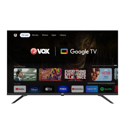 VOX LED televizor 43GTU090, bez okvira, 4K Ultra HD, Smart TV, Google TV, Dolby Audio, Crni