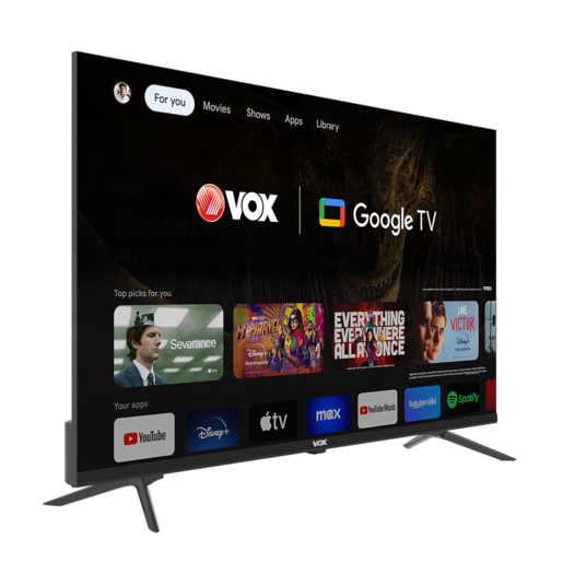 VOX LED televizor 43GTU090, bez okvira, 4K Ultra HD, Smart TV, Google TV, Dolby Audio, Crni