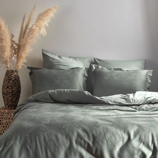 GH Textil  HOTEN JACQUARD SATEN BRAČNA POSTELJINA, PRIRODNA ZELENA