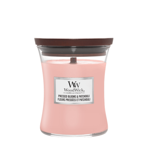 WoodWick Classic Pressed Blooms &amp; Patchuli mirisna svijeća, Medium