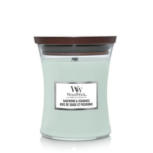 WoodWick Classic Sagewood &amp; Seagrass mirisna svijeća, Medium