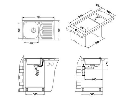 Alveus sudoper RECORD 30 sa sifonom CARBON
