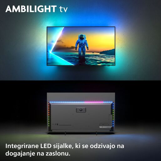 PHILIPS OLED televizor 77OLED820/12, 4K Ultra HD, Smart TV, Google TV™, Ambilight s 3 strane, VRR 144 Hz, P5 AI perfect picture engine, Crni