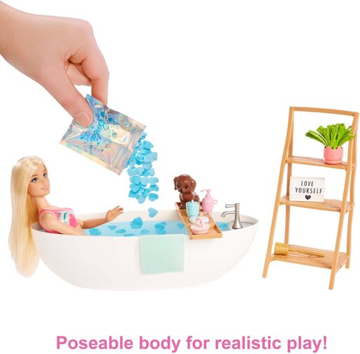 Barbie Confetti Bathtub – set za kupanje s lutkom i kadom