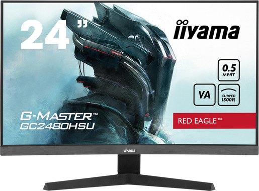 IIYAMA monitor GC2480HSU-B1 G-Master gaming zakrivljeni, 24, FullHD, VA, 300 cd/m2, AMD FreeSync, HDMI, DP, 180Hz, 0.5ms
