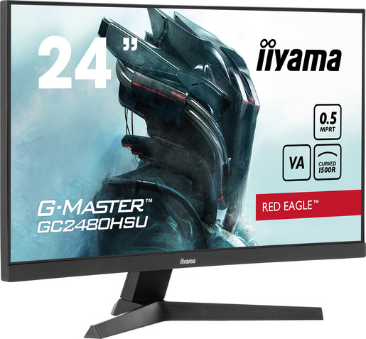 IIYAMA monitor GC2480HSU-B1 G-Master gaming zakrivljeni, 24, FullHD, VA, 300 cd/m2, AMD FreeSync, HDMI, DP, 180Hz, 0.5ms
