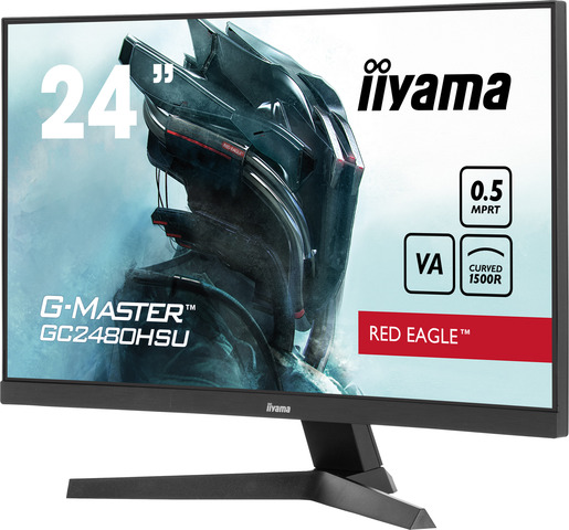 IIYAMA monitor GC2480HSU-B1 G-Master gaming zakrivljeni, 24, FullHD, VA, 300 cd/m2, AMD FreeSync, HDMI, DP, 180Hz, 0.5ms