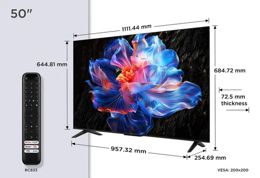 TCL LED televizor 50V6C, AiPQ procesor, 4K HDR, Google OS, HDR10, Smart TV, HVA panel, , Dolby Audio