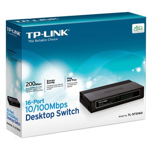 TP-LINK 16-portni switch 200Mbps, 10/100 Mbps, , RJ45 - TL-SF1016D