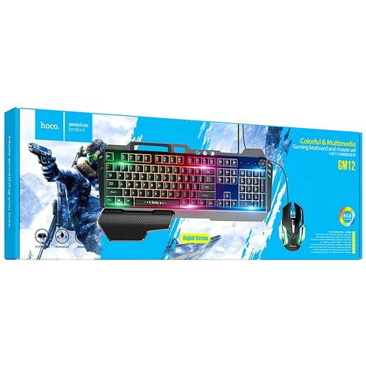 hoco. Tipkovnica+miš, gaming set, RGB osvjetljenje, USB - GM12