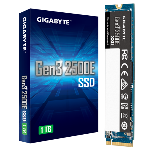 GIGABYTE SSD 1TB  Gen3 2500E M.2 NVMe, PCIe 3.0, R/W: 2400MHz / 1800MHz
