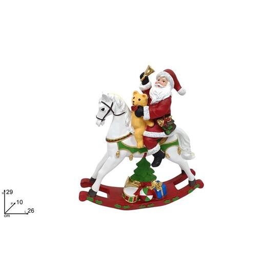 Due Esse Djed Mraz na konjiću za ljuljanje 29 cm – dekoracija
