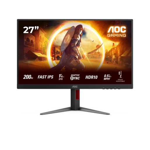 AOC monitor 27G4HA gaming, 27, FullHD, IPS, 300 cd/m2, Adaptive Sync, HDR10, HDMI, DP, 200Hz, 0.5ms