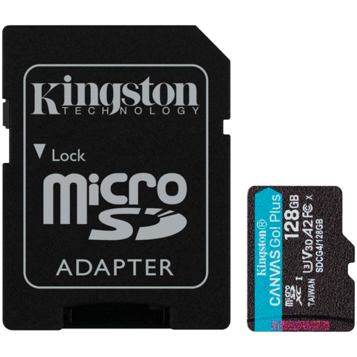 KINGSTON microSDXC 128GB Canvas Go Plus Gen4 200MB/s A2 U3 V30 Card + Adapter