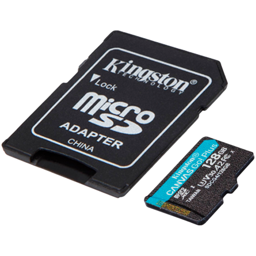 KINGSTON microSDXC 128GB Canvas Go Plus Gen4 200MB/s A2 U3 V30 Card + Adapter