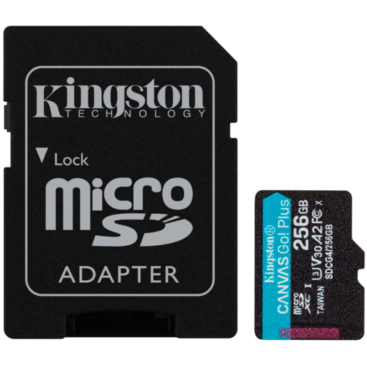 KINGSTON  microSDXC 256GB  Canvas Go Plus Gen4 200MB/s A2 U3 V30 Card + Adapter