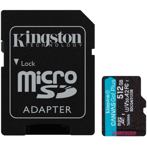 KINGSTON  microSDXC 512GB Canvas Go Plus Gen4 200MB/s A2 U3 V30 Card + Adapter