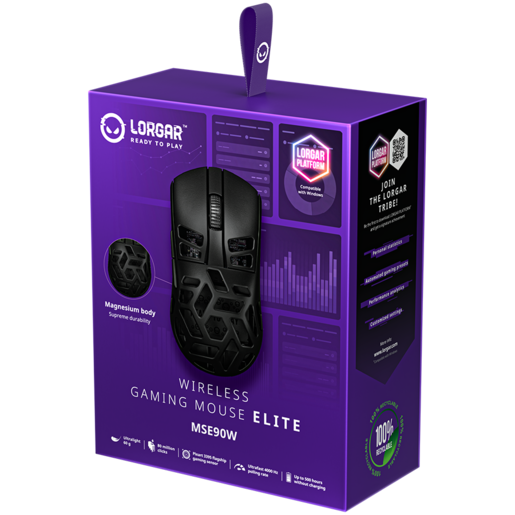 LORGAR miš MSE90W, Magnesium Alloy bežični gaming Elite, crni