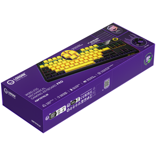 LORGAR tastatura KBP70TKLW gaming, mehanička bežična TKL Pro, crno žuta, EN layout
