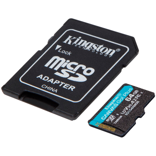 KINGSTON microSDXC 64GB  Canvas Go Plus Gen4 200MB/s A2 U3 V30 Card + Adapter