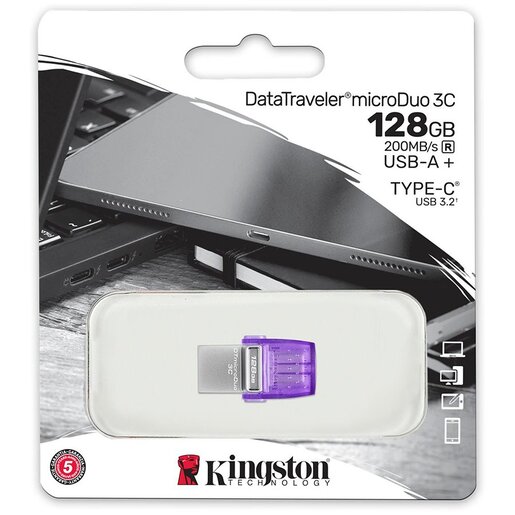 KINGSTON USB  DataTraveler microDuo 3C 128GB 200MB/s dual USB-A + USB-C