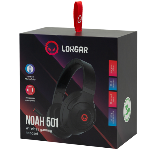 LORGAR slušalice Noah 501  gaming bluetooth, bežične, punjive, crne