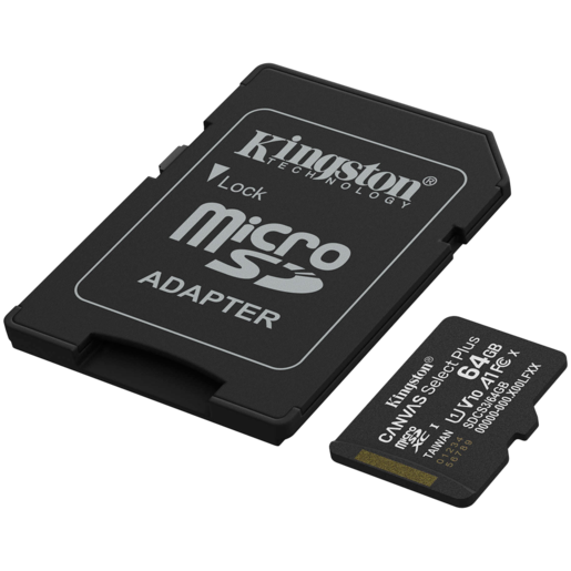KINGSTON microSDXC 64GB Canvas Select Plus Gen3 100MB/s A1 Card + Adapter