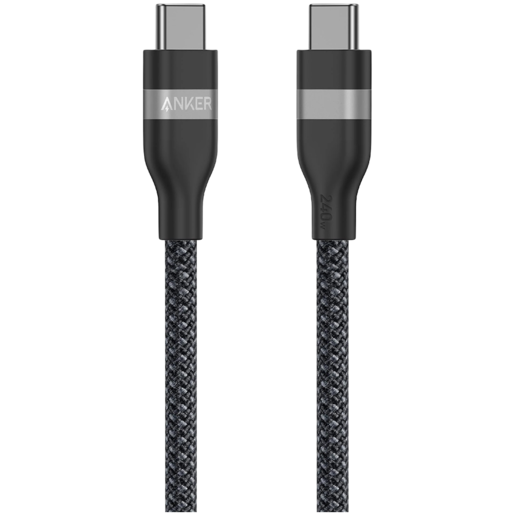 Anker USB-C na USB-C kabel (180 cm, 240 W, reciklirani pleteni) crni