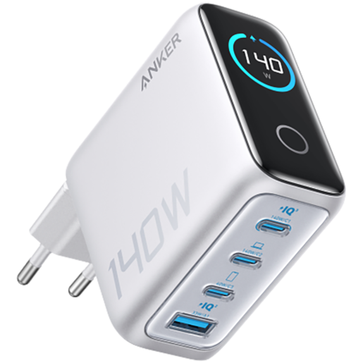 Anker punjač (140W, 4-portni, PD 3.1) sa USB-C kablom, srebrne boje