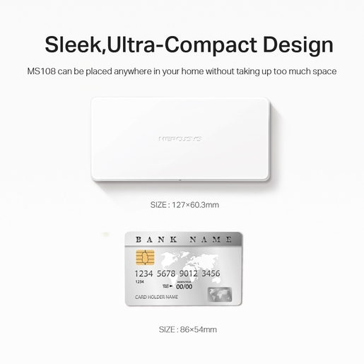 Mercusys MS108 8-Port 10/100Mbps Desktop Switch, 8 x 10/100 Mbps RJ-45 ports