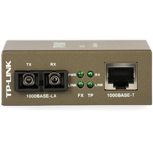 TP-Link Media Filter MC210CS, 1000Mbps RJ45 to 1000Mbps single-mode SC fiber Converter, Full-duplex,up to 15Km, switching power adapter, chassis mountable