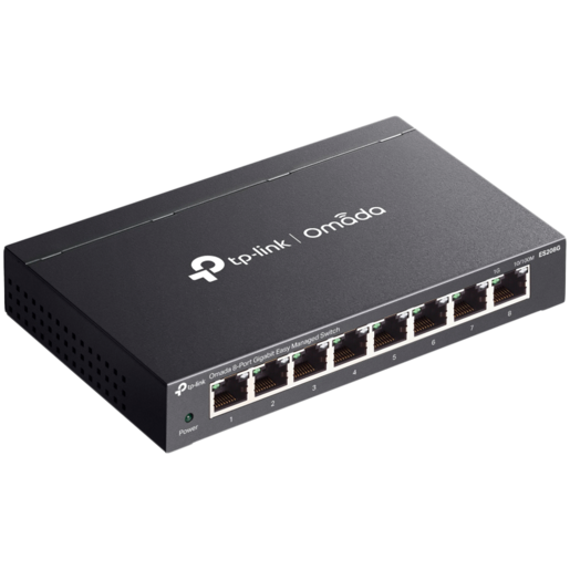 TP-Link ES208G Omada 8-Port Gigabit Easy Managed Switch, 8 x Gigabit RJ45 Ports, Desktop Steel Case and Fanless, Omada App