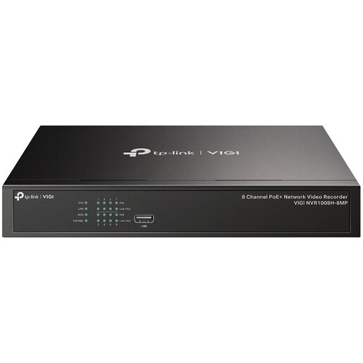 TP-Link VIGI NVR1008H-8MP 8 Channel PoE Network Video Recorder, H.265+/H.265/H.264+/H.264, Up to 8MP resolution,80 Mbps Incoming Bandwidth